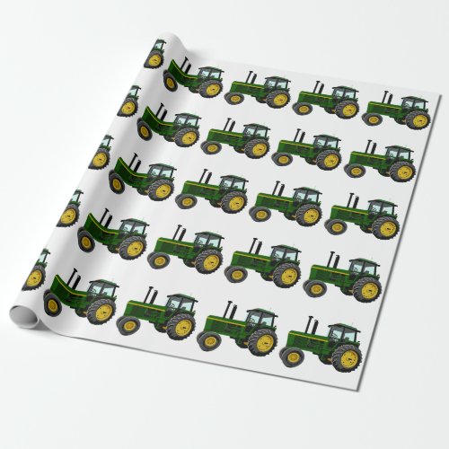 Green Tractor Wrapping Paper