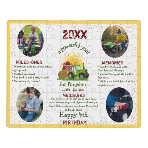 Green Tractor  Year in Review Birthday Gift Jigsaw Puzzle