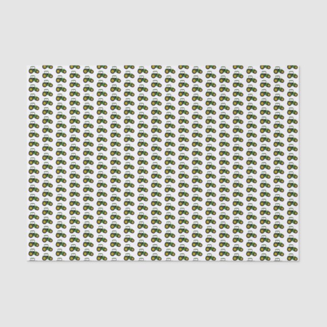 Green Tractors Tissue Paper (Front)