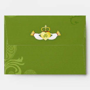 Green Traditional Celtic Wedding Pre Addressed Envelope