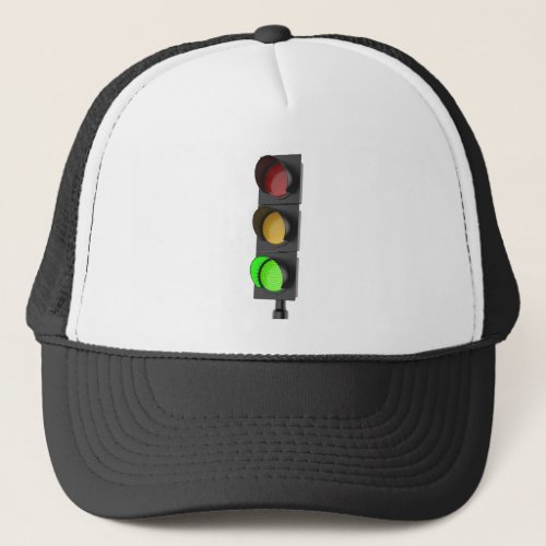 Green traffic light trucker hat