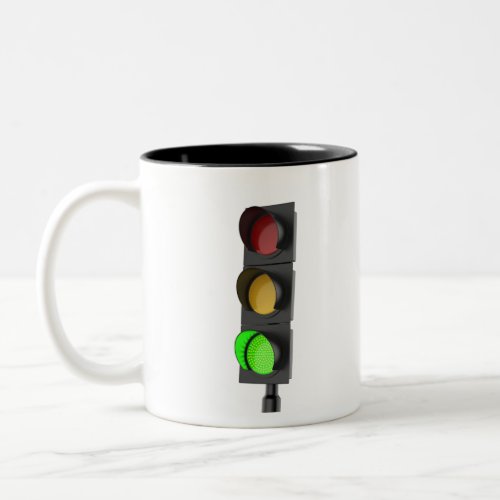 Green traffic light Two_Tone coffee mug
