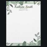 Green Trailing Leaves Letterhead<br><div class="desc">Green leaves trail out of light green bars at the top and bottom of this gorgeous stationery.  Could be used for a variety of businesses,  or for home.  The back is plain white.</div>
