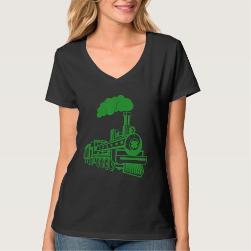 Green Train Irish St Patricks Day Holiday Boys Gir T_Shirt