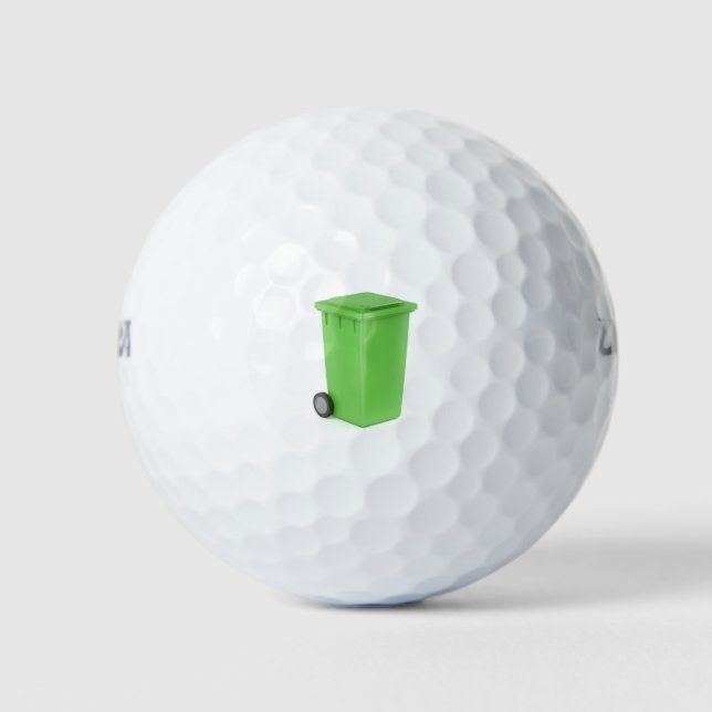 Green trash bin golf balls (Front)