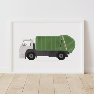 Green Trash Garbage Truck Boys Bedroom Decor