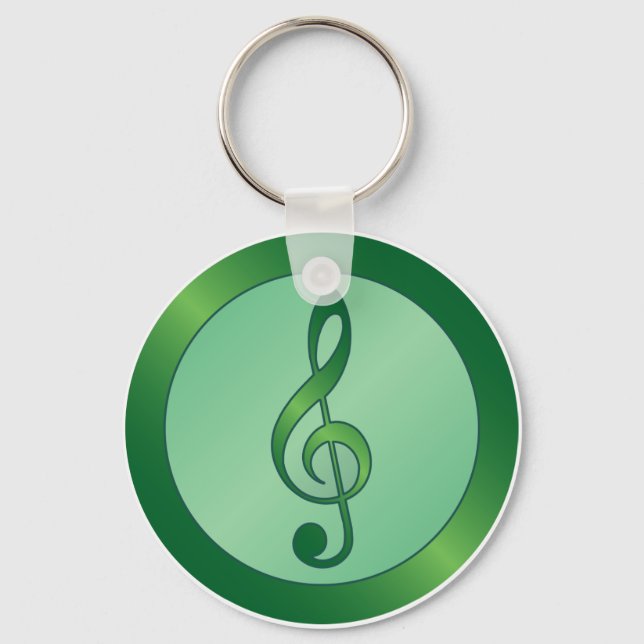 Green Treble Clef Keychain (Front)
