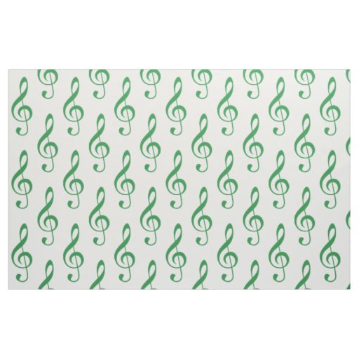 Green Treble Clef Pattern Fabric