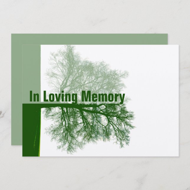 Green Tree 1 Celebration of Life Memorial Service Invitation (Front/Back)