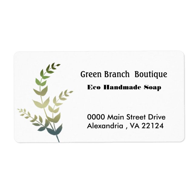 Green Tree Branches Handmade Boutique  Business Label (Front)