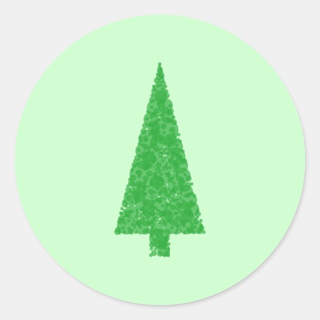 Green Tree. Christmas, Fir, Evergreen Tree. Classic Round Sticker (Front)