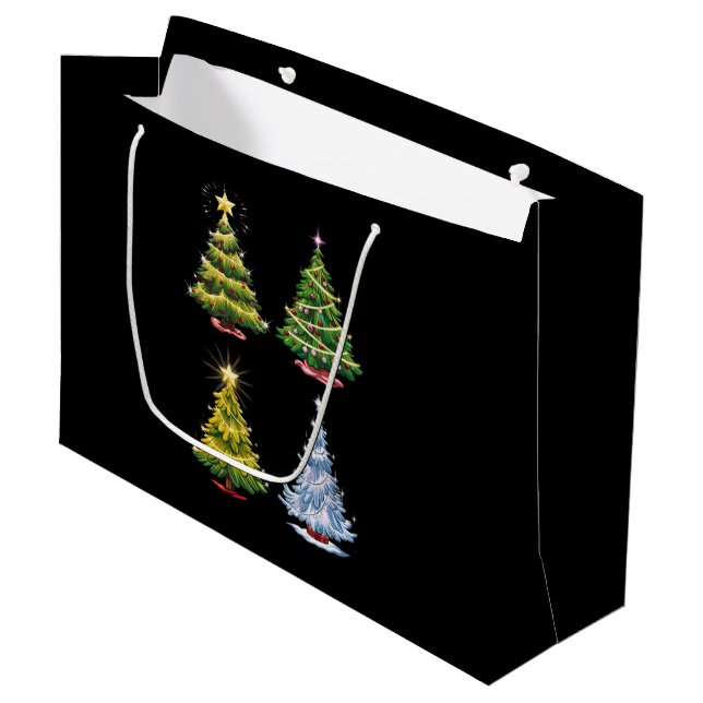Green Tree Christmas Holiday Winter Large Gift Bag (Front Angled)