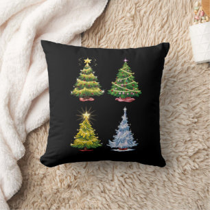 Green Tree Christmas Holiday Winter Throw Pillow
