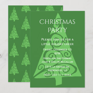Green Tree Christmas Party Invitation