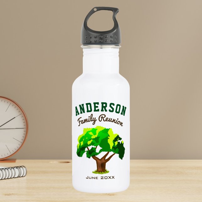 Green Tree Custom Name Family Reunion Stainless Steel Water Bottle (Creator Uploaded)