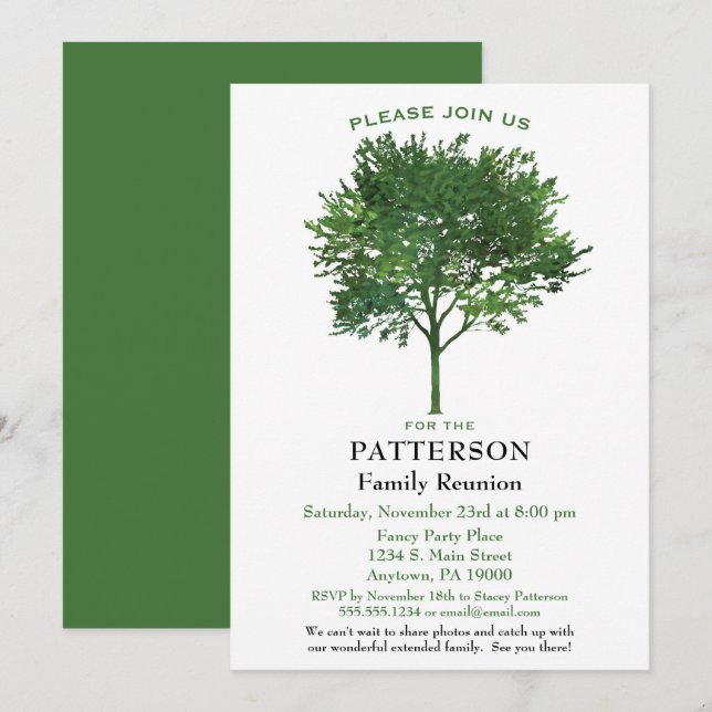 Green Tree Family Reunion Invitation (Front/Back)