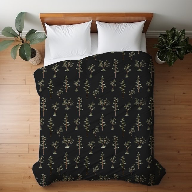 Green Tree Forest Pattern Duvet Cover (In situ bed)