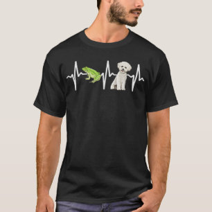 Green Tree Frog Bichons Frise Heartbeat Dog Lover T-Shirt