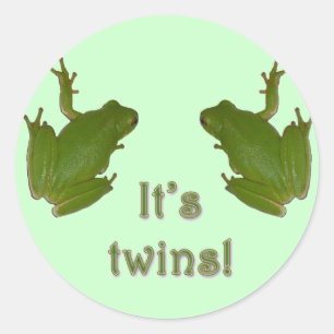 Green Tree Frog It's Twins! New Baby Stickers