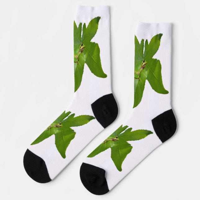 Green Tree Frog On Leaf, Crew Socks (Left)