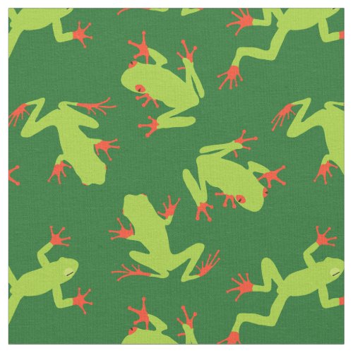 Green Tree Frog Patterned Fabric