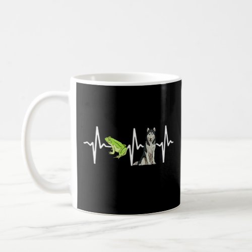 Green Tree Frog Siberian Husky Heartbeat Dog  Coffee Mug