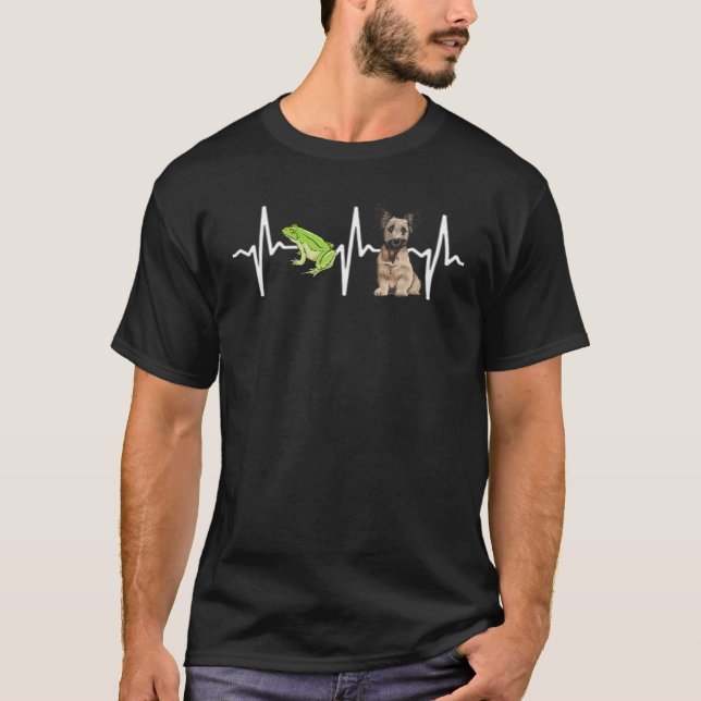 Green Tree Frog Skye Terrier Heartbeat Dog T-Shirt (Front)