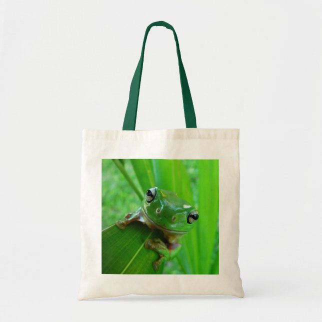 Green Tree Frog Tote Bag (Front)