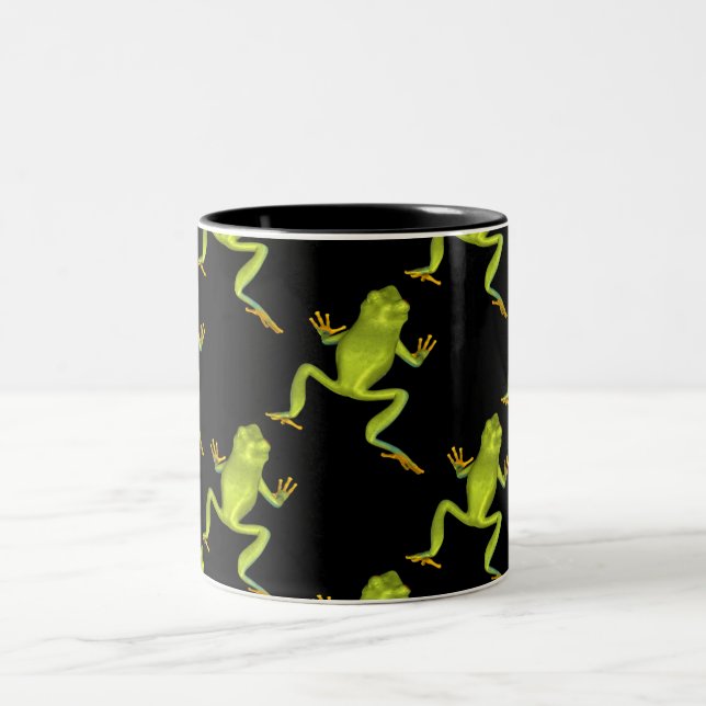 Green Tree Frog Two-Tone Coffee Mug (Center)