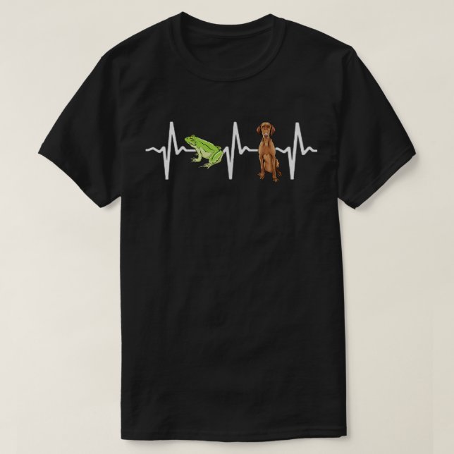 Green Tree Frog Vizsla Heartbeat Dog Lover T-Shirt (Design Front)