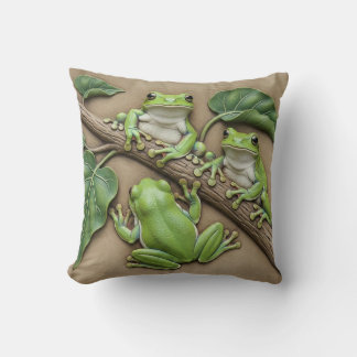 Green Tree Frogs Throw Cushion