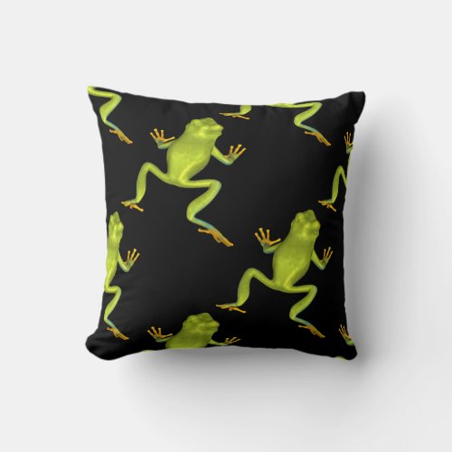 Green Tree Frogs Throw Pillow