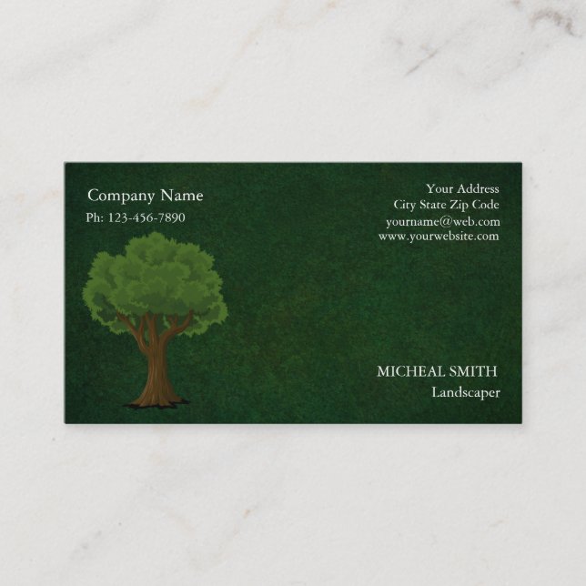 Green Tree Garden Lawn Care and Landscape Business Business Card (Front)