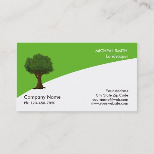 Customizable Green Tree Garden Lawn Care and Landscape Business Card