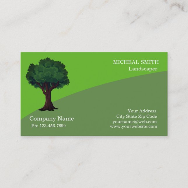 Green Tree Garden Lawn Care and Landscape Business Card (Front)