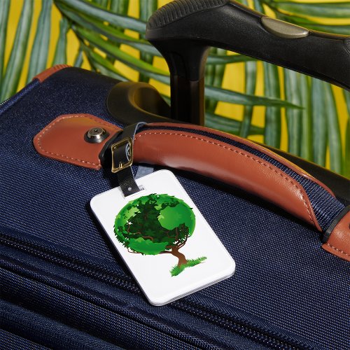 Green Tree Globe Luggage Tags
