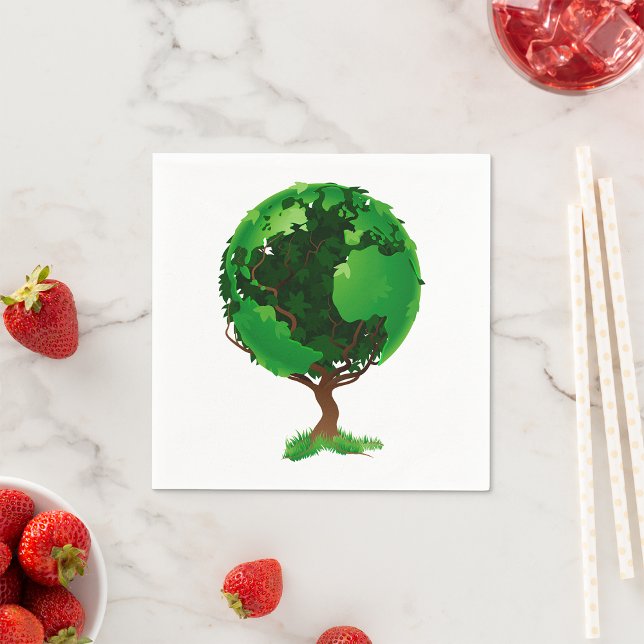 Green Tree Globe Paper Napkins (Creator Uploaded)