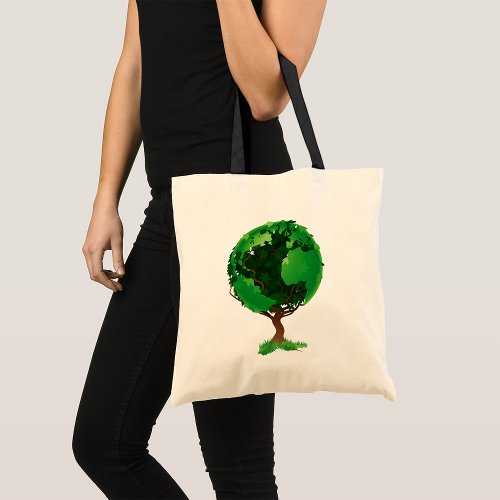 Green Tree Globe Tote Bag