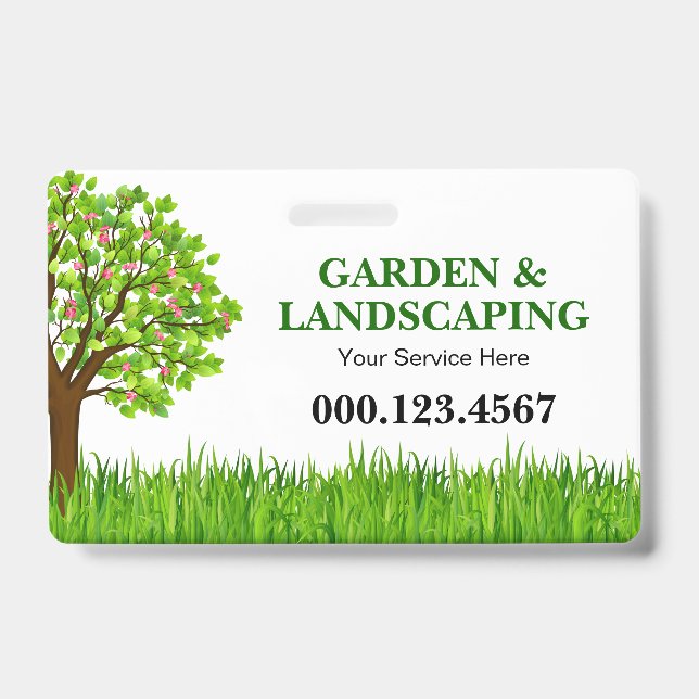 Green Tree Grass Landscaping Service Business Badge (Front)
