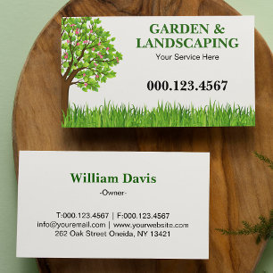 Green Tree Grass Lawn Care Services Business Card