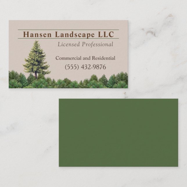 Green Tree Landscaping Yard Tree Service Business  Card (Front/Back)