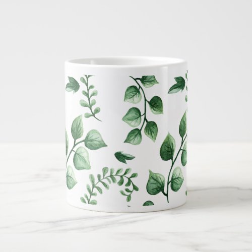 Green Tree Leaf Pattern Giant Coffee Mug