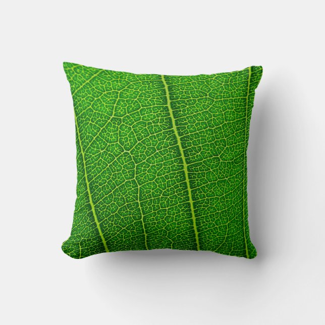 Green Tree Leaf Throw Pillow (Front)