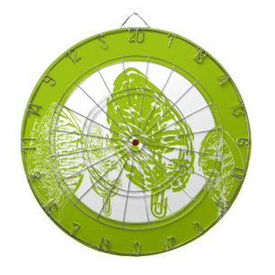 Green tree (leaves) dartboard with darts