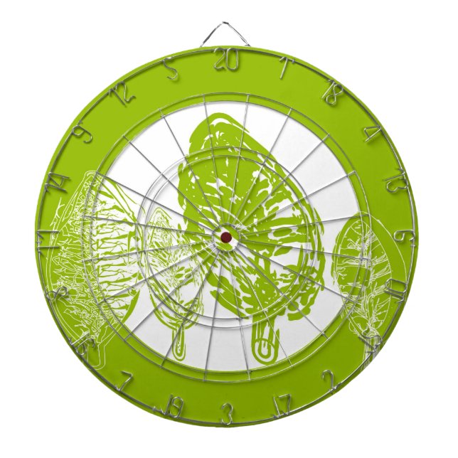 Green tree (leaves) dartboard with darts (Front)