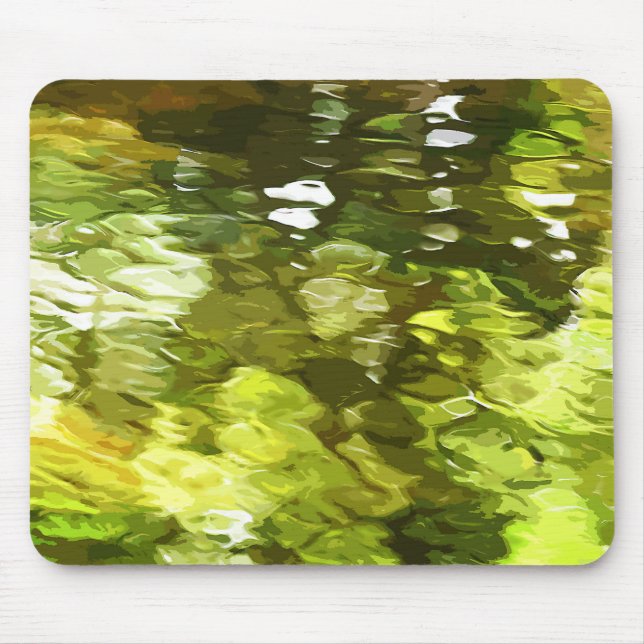 Green Tree Leaves Reflected in Water Mouse Pad (Front)