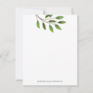 Green Tree Leaves Simple Note Card