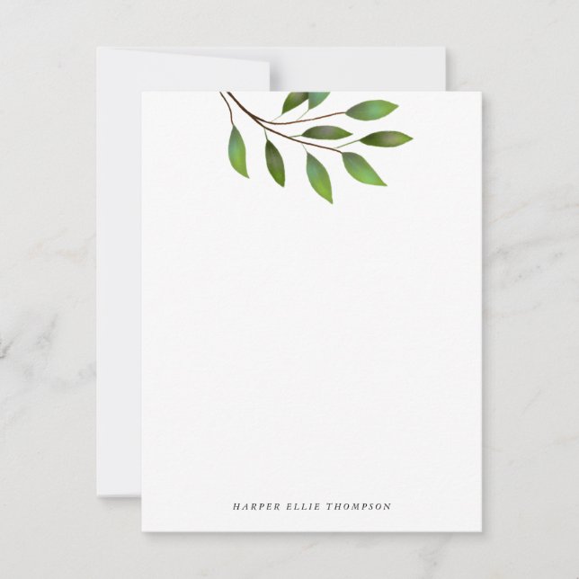 Green Tree Leaves Simple Note Card (Front)