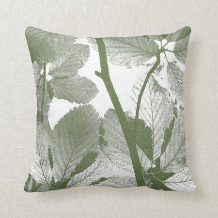 Green Tree Leaves Throw Pillow