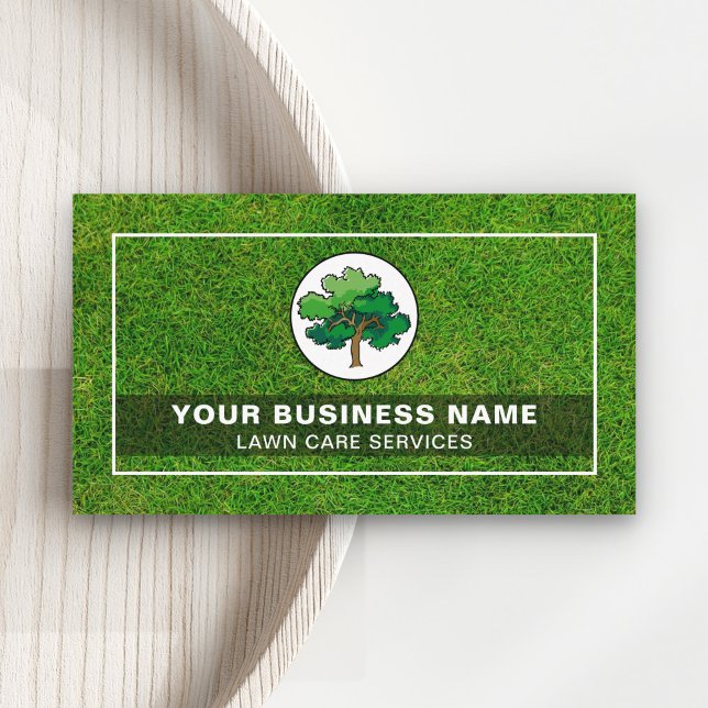Green Tree Logo Gardening Landscaping Lawn Care Business Card (Creator Uploaded)